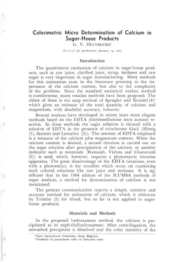 Colorimetric Micro Determination of Calcium In Sugar