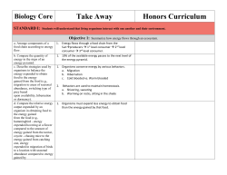 Biology Core Take Away Honors Curriculum STANDARD I