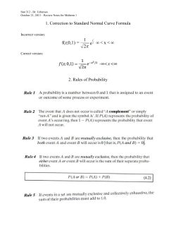 Stat 312 - Dr. Uebersax October 21, 2013 &ndash; Review Notes for