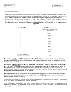 The Salvation Army Wonderland Camp requires all families to fill out