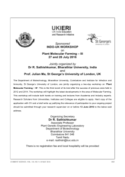 Sponsored INDO-UK WORKSHOP on Plant Molecular Farming – III