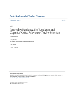 Personality, Resilience, Self-Regulation and Cognitive Ability