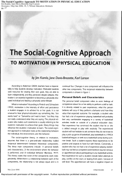 The Social-Cognitive Approach TO MOTIVATION IN PHYSICAL