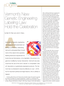 Vermont`s New Genetic Engineering Labeling Law