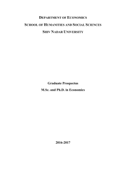 Graduate Prospectus M.Sc. and Ph.D. in Economics 2016-2017