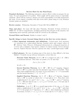 Review Sheet for the Final Exam Standard disclaimer: The following