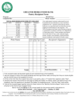 Pantry Recipient Form 2014-2015