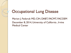 Occupational lung disease - UC Irvine`s Department of Medicine