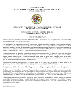 Application for Approval to Change in the Control of an Illinois