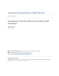 Introduction: Toward a Theory of Academic Self
