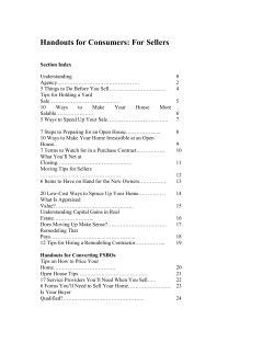 Handouts for Consumers: For Buyers