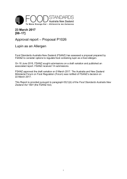 P1026 Lupin as an allergen AppR - Food Standards Australia New