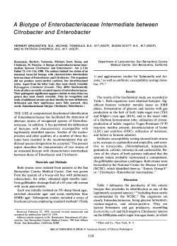 A Biotype of Enterobacteriaceae Intermediate between Citrobacter