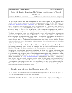 Notes 5.1: Fourier Transform, MacWillams identities, and LP bound