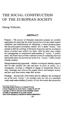 THE SOCIAL CONSTRUCTION OF THE EUROPEAN SOCIETY