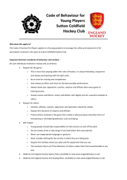 Code of Behaviour for Young Players Sutton Coldfield Hockey Club