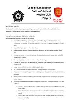 Code of Conduct for Sutton Coldfield Hockey Club Players