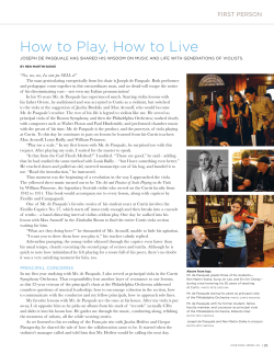 How to Play, How to Live - Curtis Institute of Music