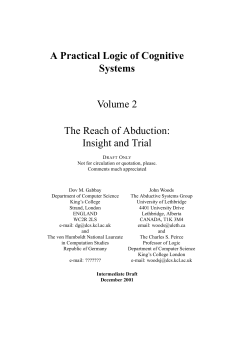 A Practical Logic of Cognitive Systems Volume