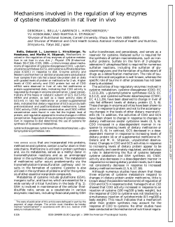 Mechanisms involved in the regulation of key enzymes of cysteine