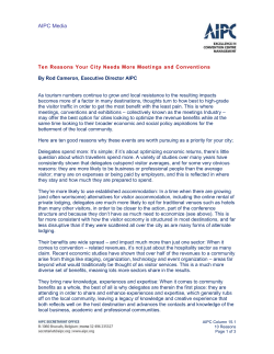 Ten Reasons Your City Needs More Meetings and Conventions