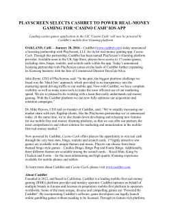 PLAYSCREEN SELECTS CASHBET TO POWER REAL