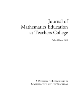 Journal of Mathematics Education at Teachers College