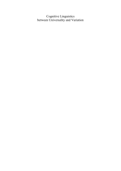 Cognitive Linguistics between Universality and Variation