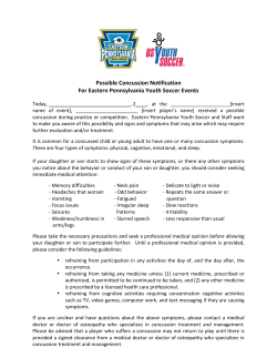 Possible Concussion Notification For Eastern Pennsylvania Youth