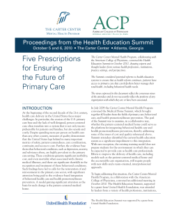 Five Prescriptions for Ensuring the Future of Primary Care