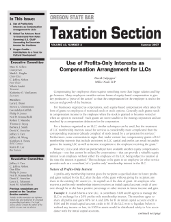 Use of Profits-Only Interests as Compensation Arrangement for LLCs