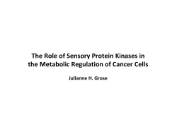 The Role of Sensory Protein Kinases in the Metabolic Regulation of