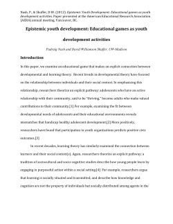 Educational games as youth development activities
