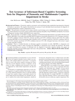Test Accuracy of Informant-Based Cognitive Screening