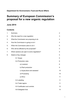 Summary of Commission s Proposal for a New Organic Regulation