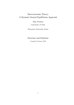 Macroeconomic Theory: A Dynamic General Equilibrium Approach