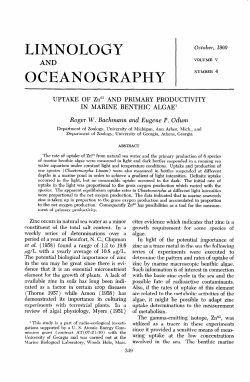 UPTAKE OF Zn65 AND PRIMARY PRODUCTIVITY IN MARINE