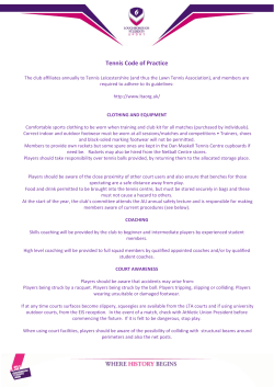 Tennis Code of Practice