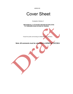 Draft IAPMO ES Cover Sheet Evaluation Criteria of