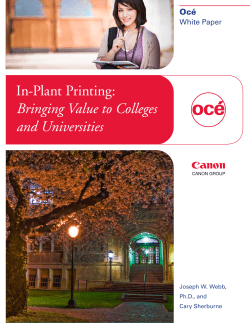 In-Plant Printing: Bringing Value to Colleges and - In