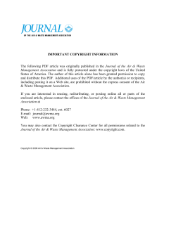 IMPORTANT COPYRIGHT INFORMATION The following PDF article