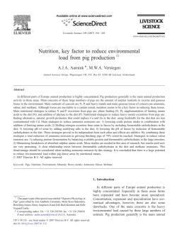 Nutrition, key factor to reduce environmental load from pig production