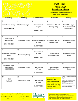 MAY - 2017 Union SD Breakfast Menu