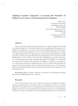 Applying Cognitive Linguistics to Learning the Semantics of English