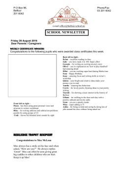 e-mail  SCHOOL NEWSLETTER Friday 26