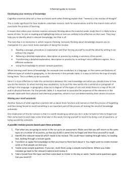 A Bennett guide to revision Developing your memory of knowledge