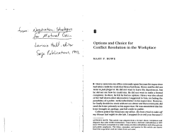 "Options and Choice for Conflict Resolution in the Workplace"