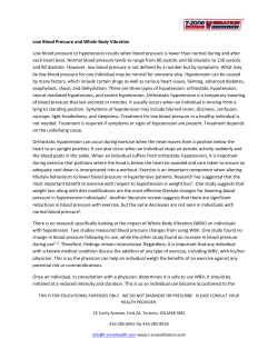 Low Blood Pressure And Whole Body Vibration