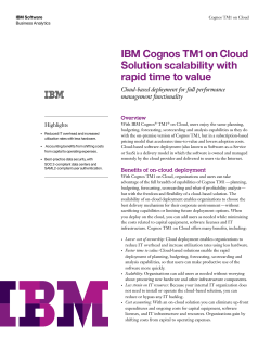 IBM Cognos TM1 on Cloud Solution scalability with rapid time to value