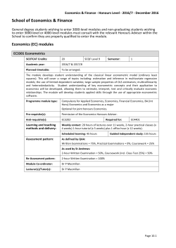 Economics and Finance - Honours